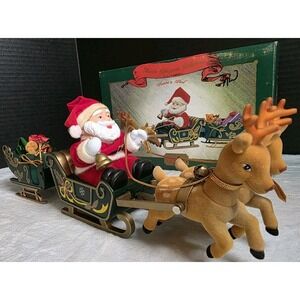 Vintage 1994 Maisto Musical Animated Santa's Sleigh & Reindeer (SEE DESCRIPTION)